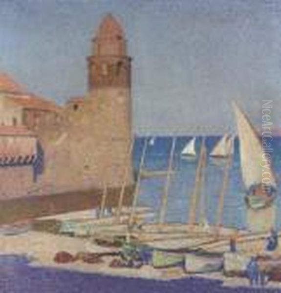 Vue De Collioure Oil Painting by Henri Martin