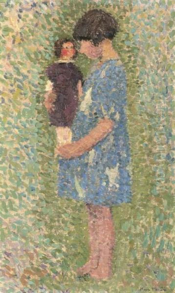 Fillette A La Poupee Oil Painting by Henri Martin