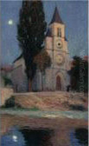 Eglise Au Bord De La Riviere Oil Painting by Henri Martin