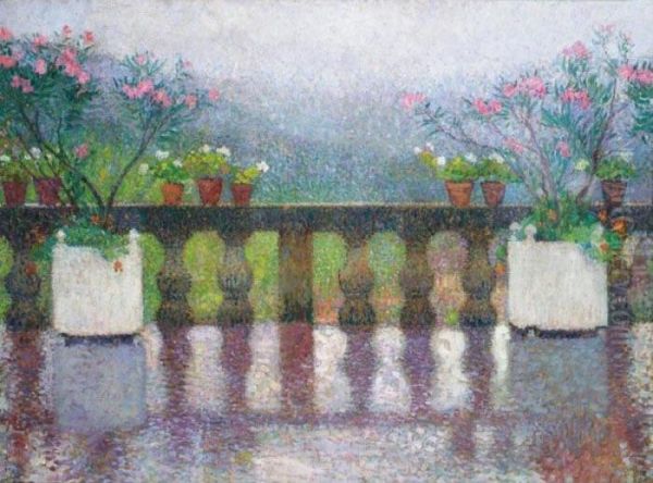 Terrasse De Marquayrol Sous La Pluie Oil Painting by Henri Martin