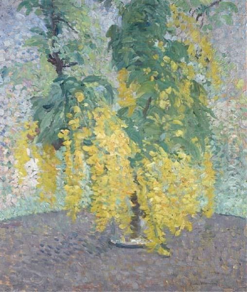 Branche De Cytise Dans Un Vase Oil Painting by Henri Martin