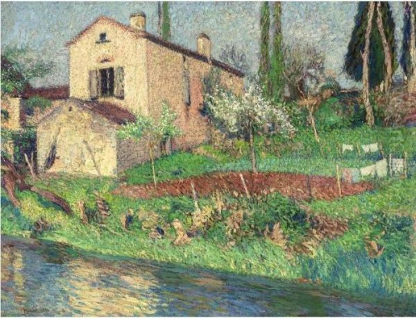 La Maison De Marie-louise, Au Printemps A Labastide Du Vert Oil Painting by Henri Martin