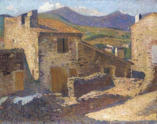 Village Ensoleille Oil Painting by Henri Martin