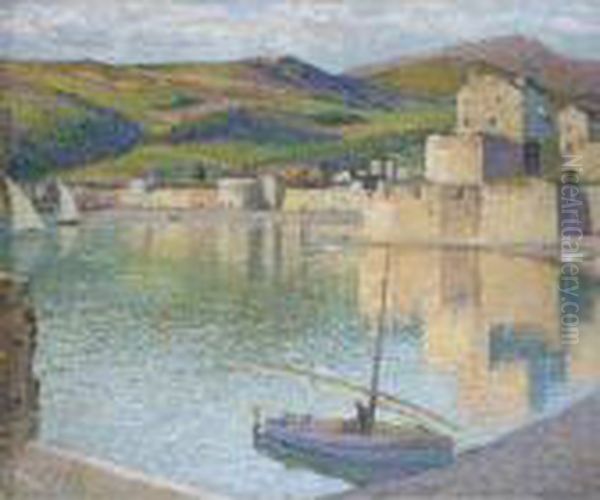 Barque Bleue Dans Le Port De Collioure Oil Painting by Henri Martin