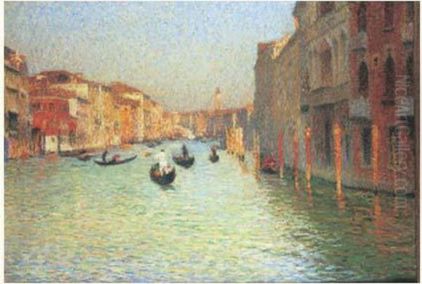 Gondoles A Venise, Vers 1909 Oil Painting by Henri Martin