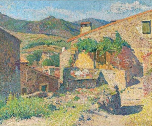 Village Dans Le Lot (rue Ensoleillee) Oil Painting by Henri Martin