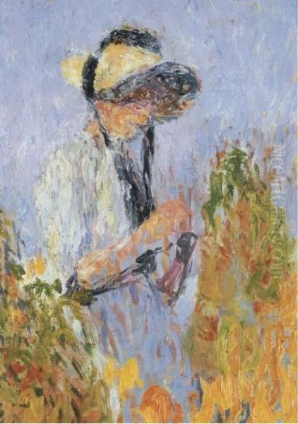 Femme Au Chapeau De Paille Oil Painting by Henri Martin