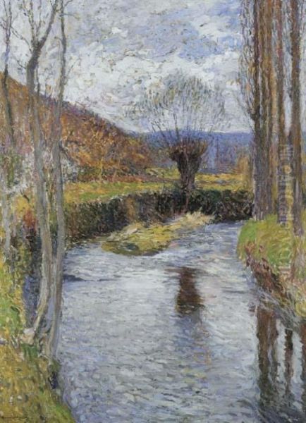 La Riviere Du Vert Au Printemps Oil Painting by Henri Martin