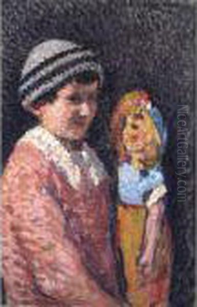 Enfant A La Poupee Oil Painting by Henri Martin