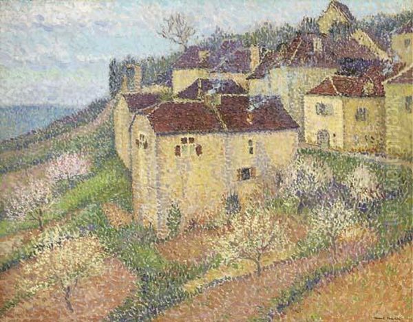 Groupe De Maisons A Saint-cirq-lapopie Oil Painting by Henri Martin