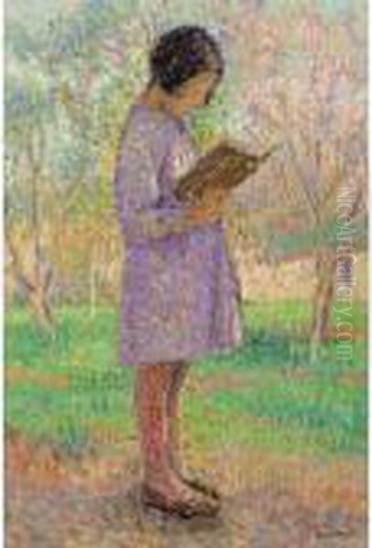 Jeune Fille Lisant Oil Painting by Henri Martin