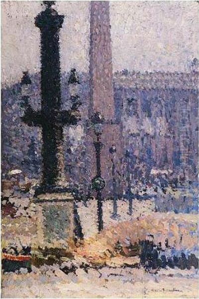 Etude Pour ``les Travaux De La Place De La Concorde' Oil Painting by Henri Martin