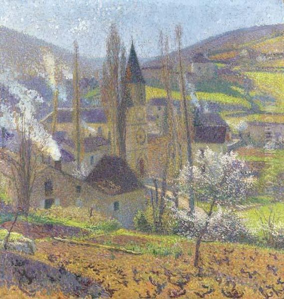 La Bastide Du Vert Au Printemps Vue Depuis La Vigne Du Presbytere Oil Painting by Henri Martin