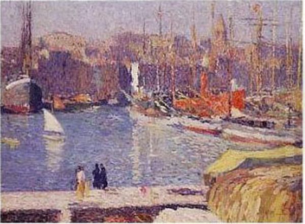 Le Vieux Port De Marseille Oil Painting by Henri Martin