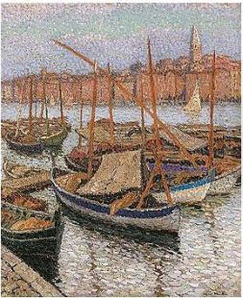 Voiliers Dans Le Port De Collioure Oil Painting by Henri Martin