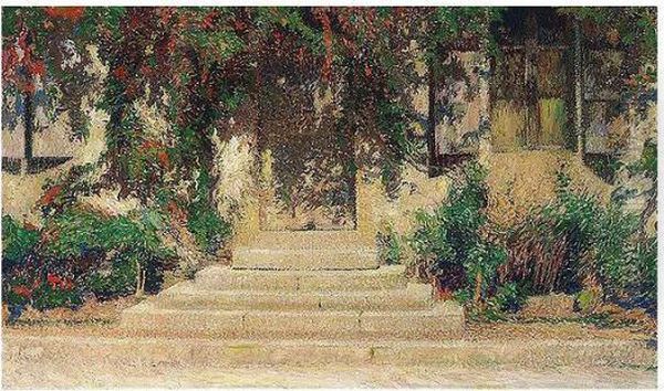 La Porte De La Maison Oil Painting by Henri Martin