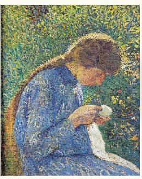 La Couseuse Oil Painting by Henri Martin