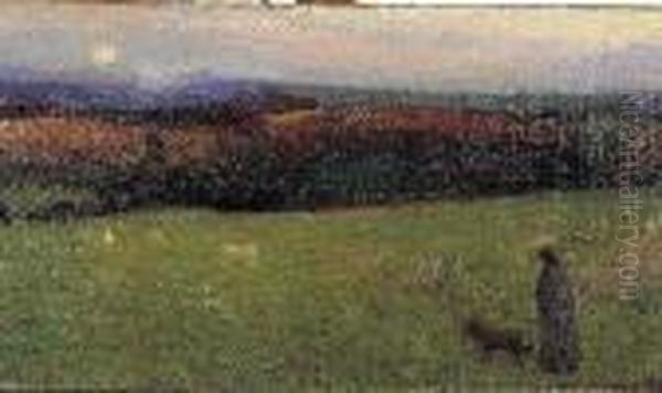 Bergere Sur La Lande Oil Painting by Henri Martin