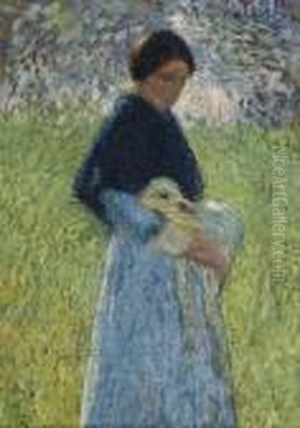 Bergre Et Sa Brebis Oil Painting by Henri Martin