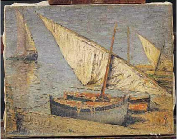 Barques A Collioure Oil Painting by Henri Martin