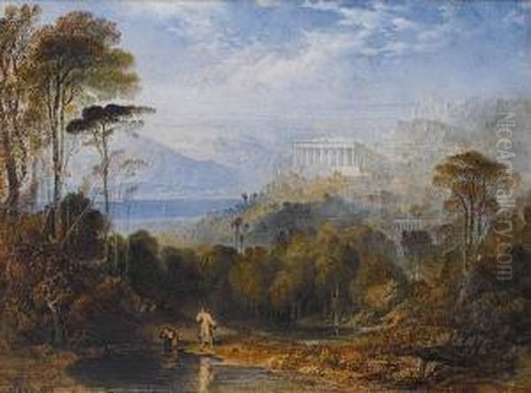 Diogenes Throwing Away His Cup Oil Painting by John Martin