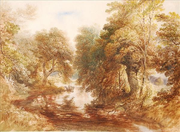 A Woodland Scene Oil Painting by John Martin