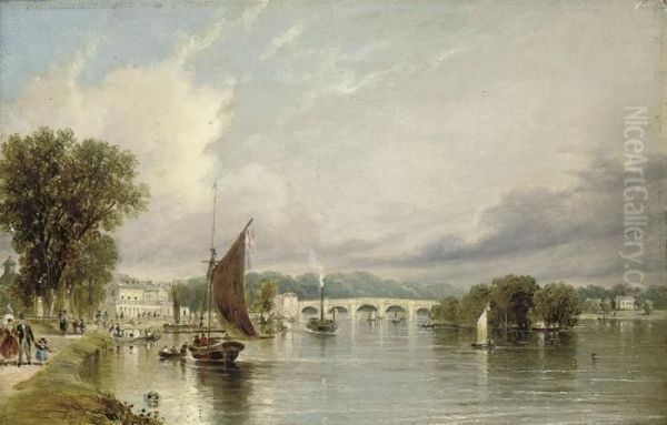 An Afternoon On The Thames, Richmond Bridge Oil Painting by John Martin