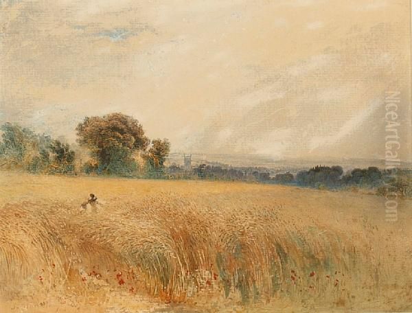 Cornfield Oil Painting by John Martin