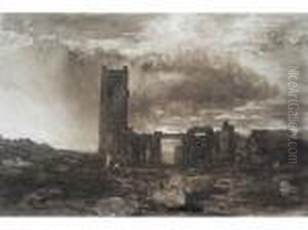 The Raven: Scene With A Ruined Tower Oil Painting by John Martin