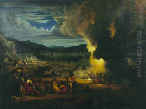 The Angel Destroying The Assyrians Oil Painting by John Martin