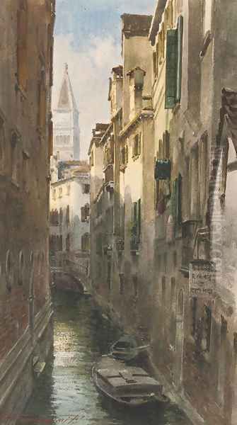 A Venetian backwater 2 Oil Painting by Alberto Prosdocimi