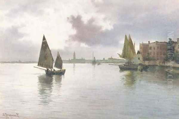 On the Lagoon, Venice Oil Painting by Alberto Prosdocimi