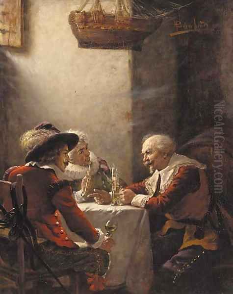 A military discussion Oil Painting by Alois Priechenfried