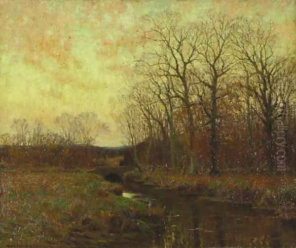 Autumn River Landscape Oil Painting by William Merritt Post