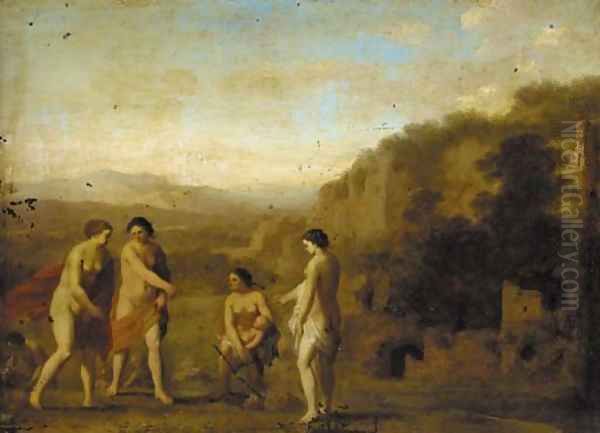 The finding of Moses Oil Painting by Cornelis Van Poelenburgh