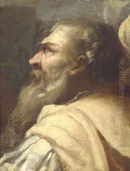 Study of a bearded man in profile Oil Painting by Giovanni Battista Piazzetta