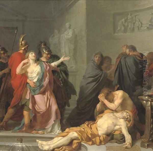 The Death of Seneca Oil Painting by Jean Charles Nicaise Perrin