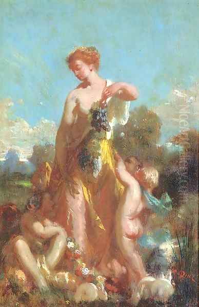 Allegorie de l'Automne Oil Painting by Narcisse-Virgile De Az De La Pena