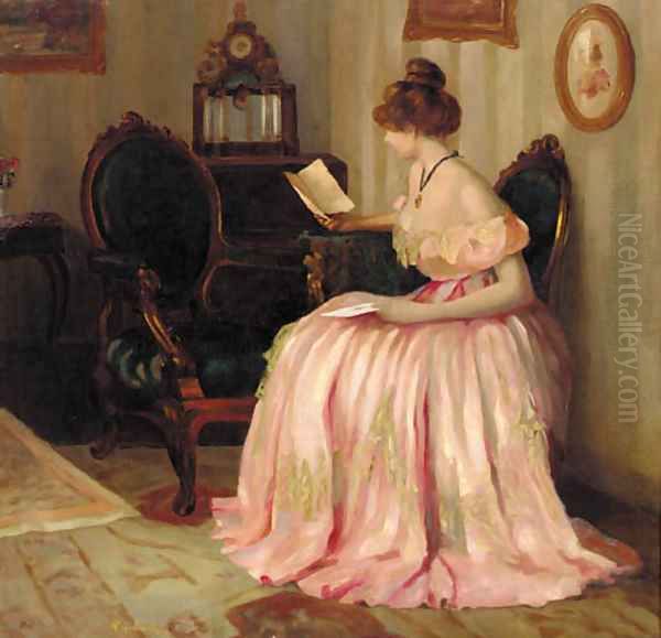 Reading a letter Oil Painting by Emil Pap