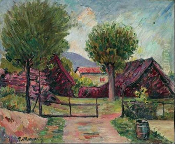 Rustico (paesaggio) Oil Painting by Piero Marussig