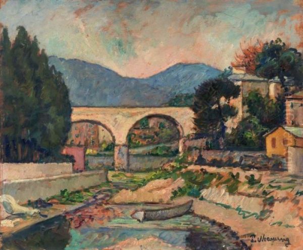 Paesaggio Con Ponte Oil Painting by Piero Marussig