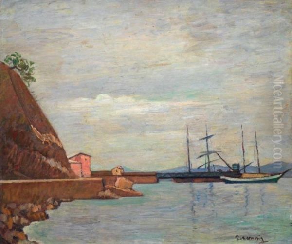 Porticciolo (marina) Oil Painting by Piero Marussig