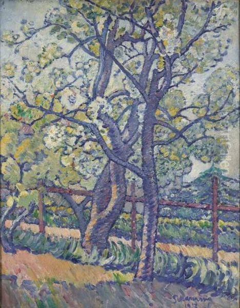 Alberi Fioriti Oil Painting by Piero Marussig