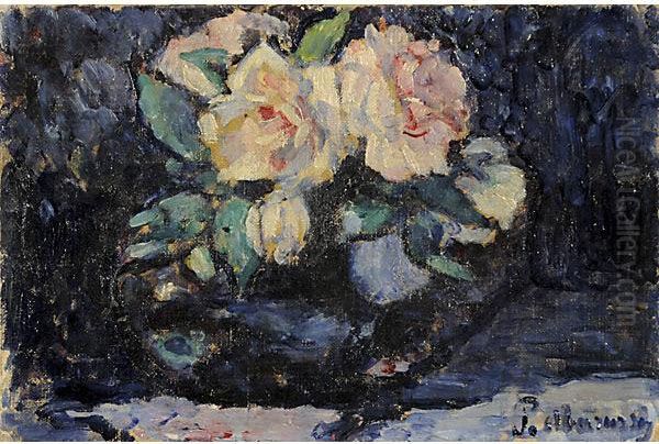 Due Rose Oil Painting by Piero Marussig