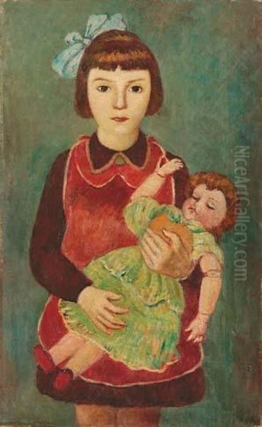 Bambina E Bambola - (1928) Oil Painting by Piero Marussig