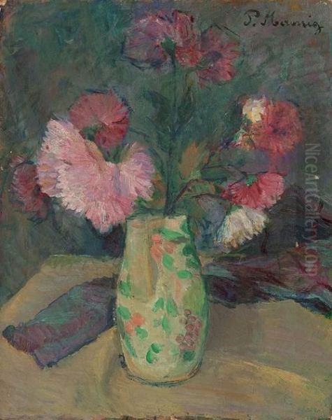 Vaso Di Fiori Oil Painting by Piero Marussig