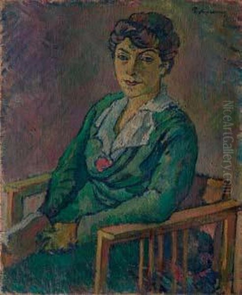 Figura Femminile Seduta - (1916-1918) Oil Painting by Piero Marussig