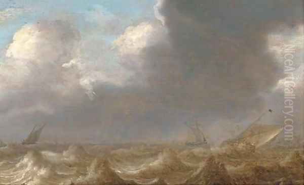 Shipping in a squall Oil Painting by Jan Porcellis