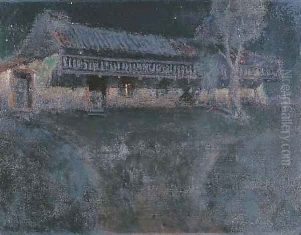 Moonlight Casa Escolar, Monterey Oil Painting by Charles Rollo Peters