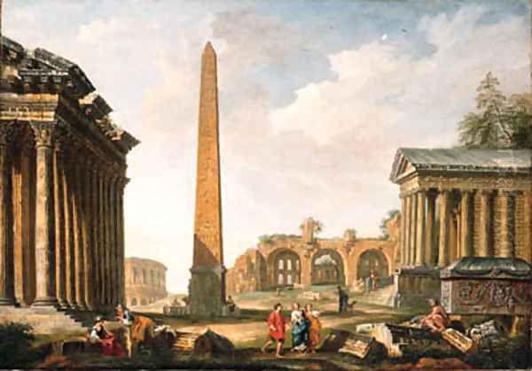 Capriccio Views of Rome The Temple of Concord Oil Painting by Francesco Panini